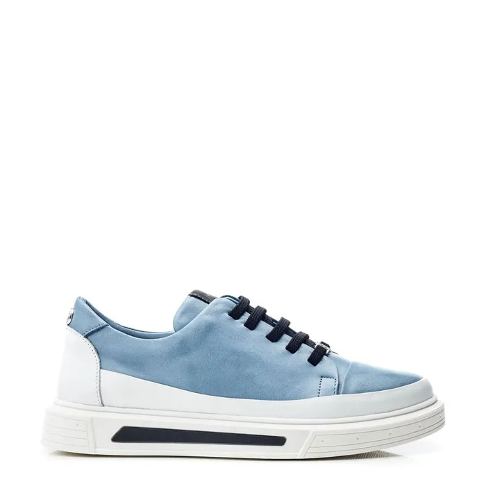 Casual Trainers Women Moda In Pelle Bailiee Blue Leather