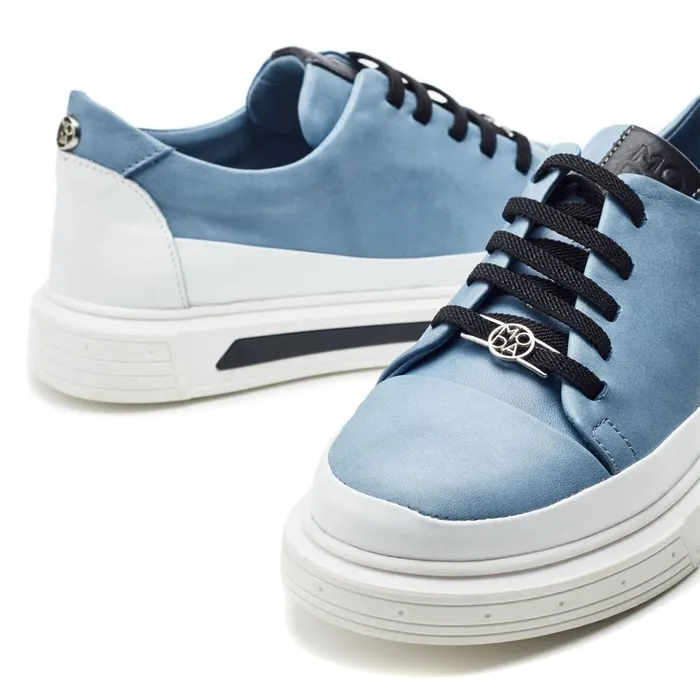 Casual Trainers Women Moda In Pelle Bailiee Blue Leather
