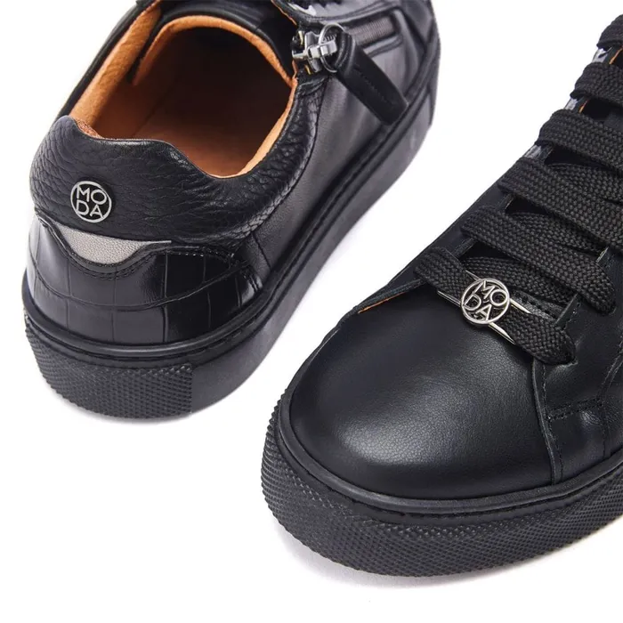 Casual Trainers Women Moda In Pelle Bailly Jet Black Leather