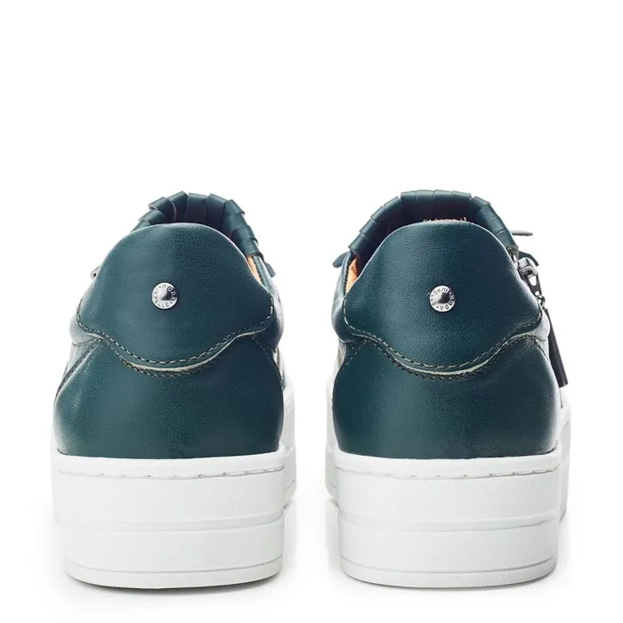 Casual Trainers Women Moda In Pelle Bessans Green Leather