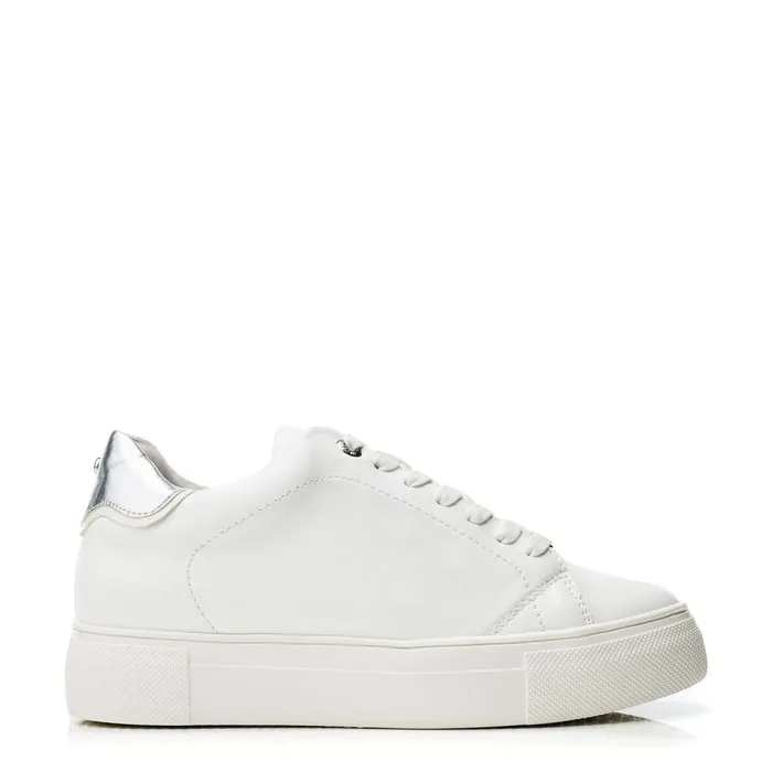 Casual Trainers Women Moda In Pelle Blakey White 8211 Silver Porvair