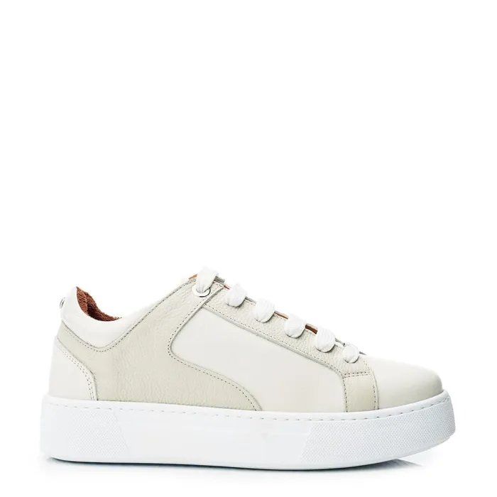 Casual Trainers Women Moda In Pelle Brienau Off White Leather