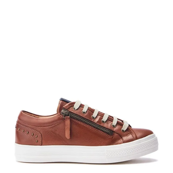 Casual Trainers Women Moda In Pelle Faxonn Tan Leather