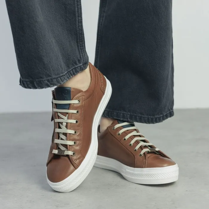 Casual Trainers Women Moda In Pelle Faxonn Tan Leather