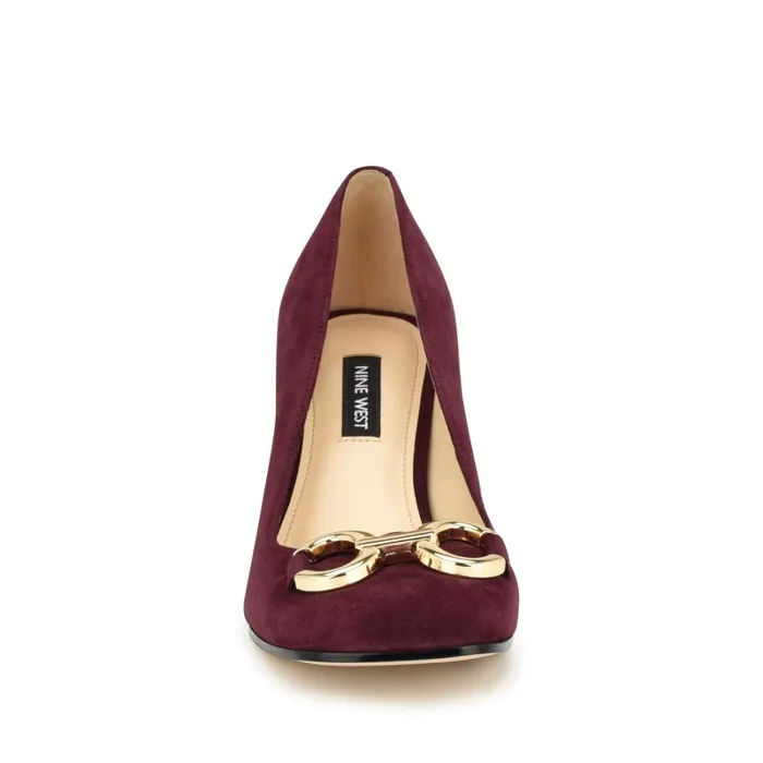Caven Block Heel Pumps Dark Red Women Nine West Pumps Caven Block Heel Pumps Dark Red Women Nine West Pumps