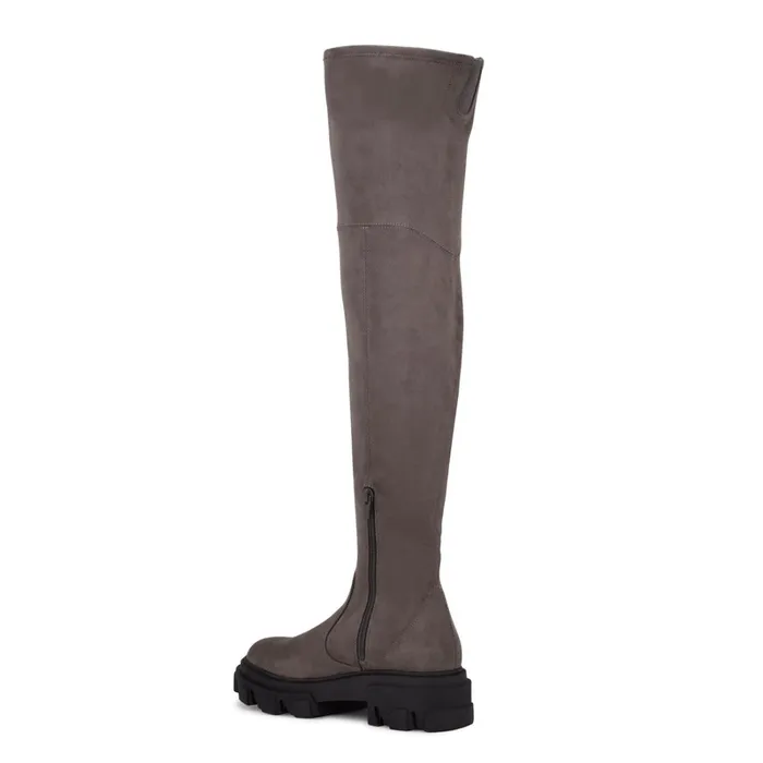 Cellie Over The Knee Lug Sole Boots Charcoal Women Nine West Boots and Booties Cellie Over The Knee Lug Sole Boots Charcoal Women Nine West Boots and Booties