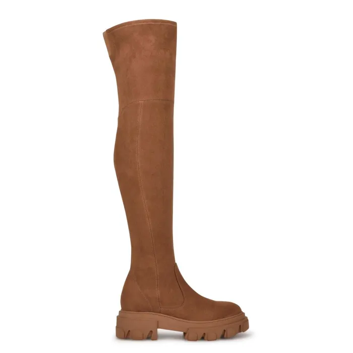 Cellie Over The Knee Lug Sole Boots Tan Women Nine West Boots and Booties