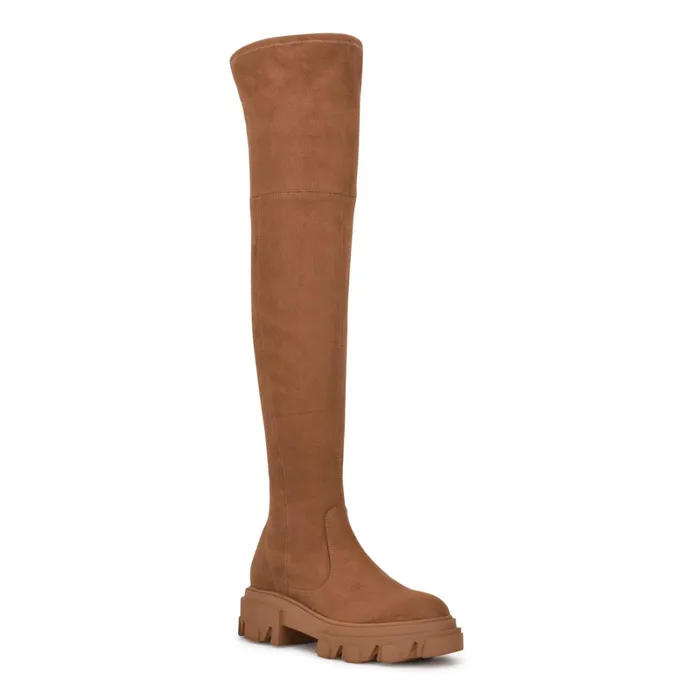 Cellie Over The Knee Lug Sole Boots Tan Women Nine West Boots and Booties Cellie Over The Knee Lug Sole Boots Tan Women Nine West Boots and Booties