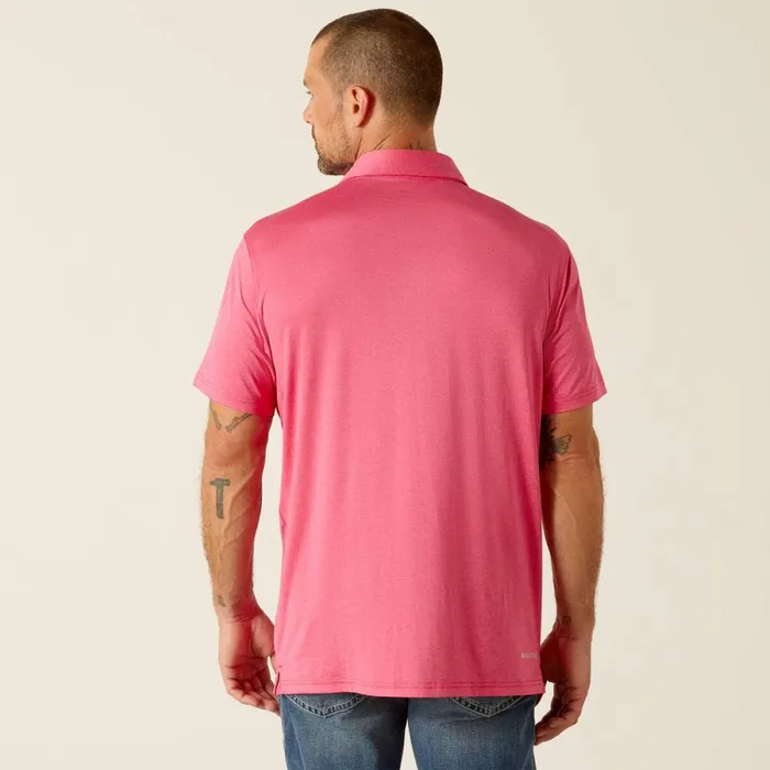 Charger 20 Fitted Polo Pink Pulse Men Ariat TShirts and Polos Charger 20 Fitted Polo Pink Pulse Men Ariat TShirts and Polos