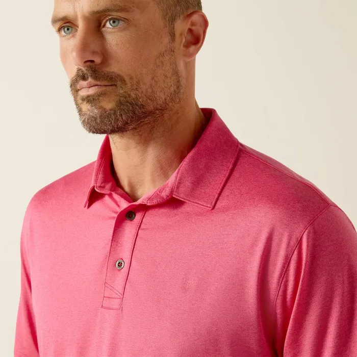 Charger 20 Fitted Polo Pink Pulse Men Ariat TShirts and Polos Charger 20 Fitted Polo Pink Pulse Men Ariat TShirts and Polos