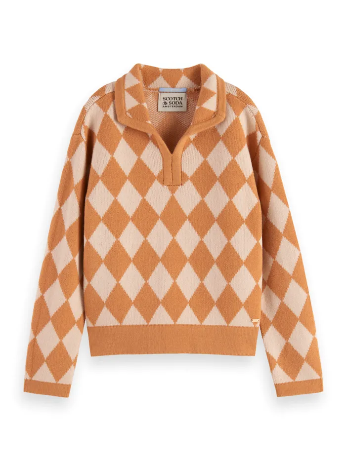 CHECKERBOARD KNITTED PULLOVER Checkerboard Melange Kids Scotch and Soda Knitwear