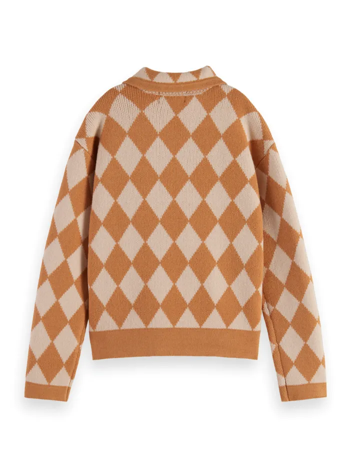 CHECKERBOARD KNITTED PULLOVER Checkerboard Melange Kids Scotch and Soda Knitwear CHECKERBOARD KNITTED PULLOVER Checkerboard Melange Kids Scotch and Soda Knitwear