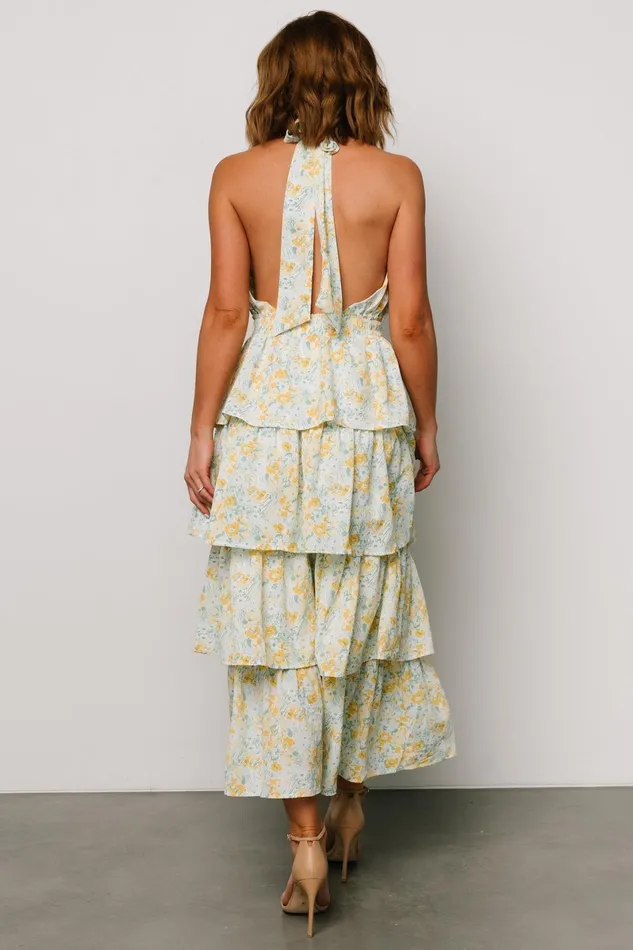 Chelles Halter Tiered Dress Blue Yellow Women Baltic Born Maxi Dresses