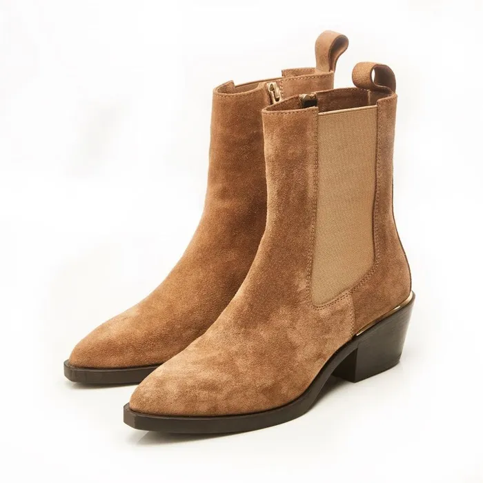 Chelsea Boots Women Moda In Pelle Kaela Taupe Suede