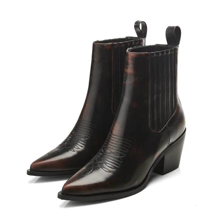 Chelsea Boots Women Moda In Pelle Nyrra Dark Brown Porvair