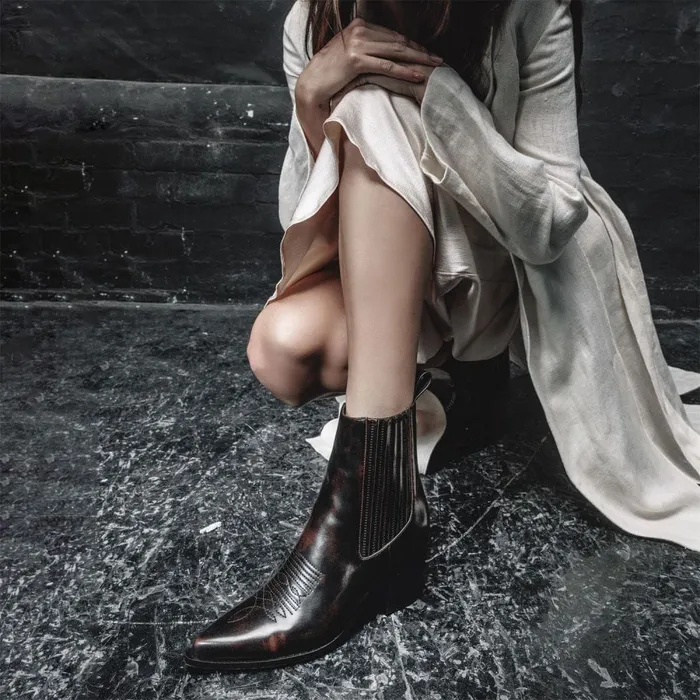 Chelsea Boots Women Moda In Pelle Nyrra Dark Brown Porvair