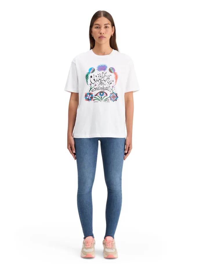 CHEST ARTWORK LOOSE FIT TSHIRT White Women Scotch and Soda Tops and TShirts