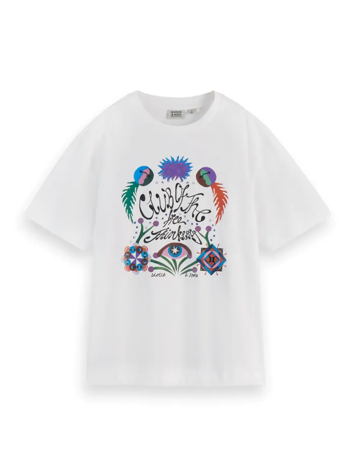 CHEST ARTWORK LOOSE FIT TSHIRT White Women Scotch and Soda Tops and TShirts