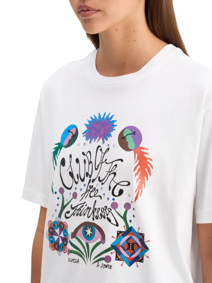 CHEST ARTWORK LOOSE FIT TSHIRT White Women Scotch and Soda Tops and TShirts