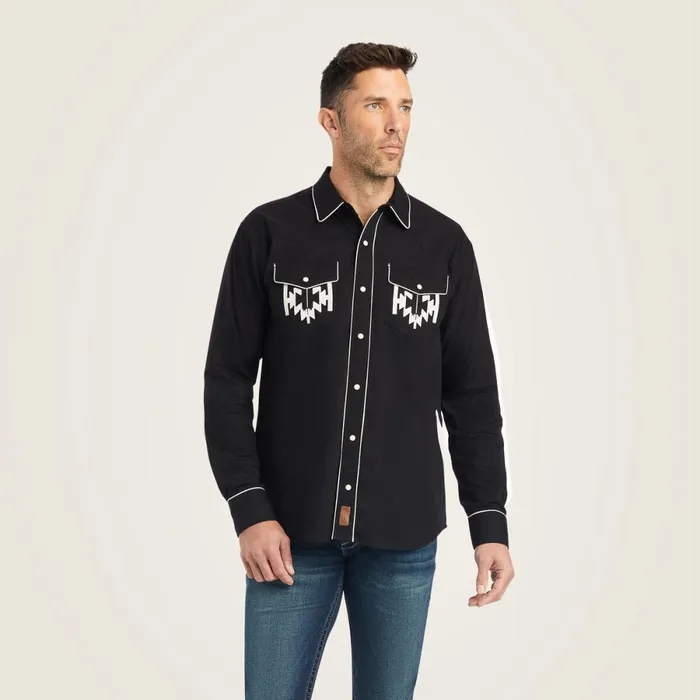 Chimayo Retro Snap Shirt Black Men Ariat Button Down Shirts