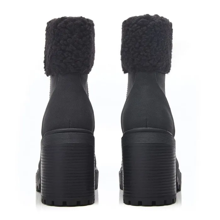 Chunky Boots Women Moda In Pelle Arrya Black Protauras