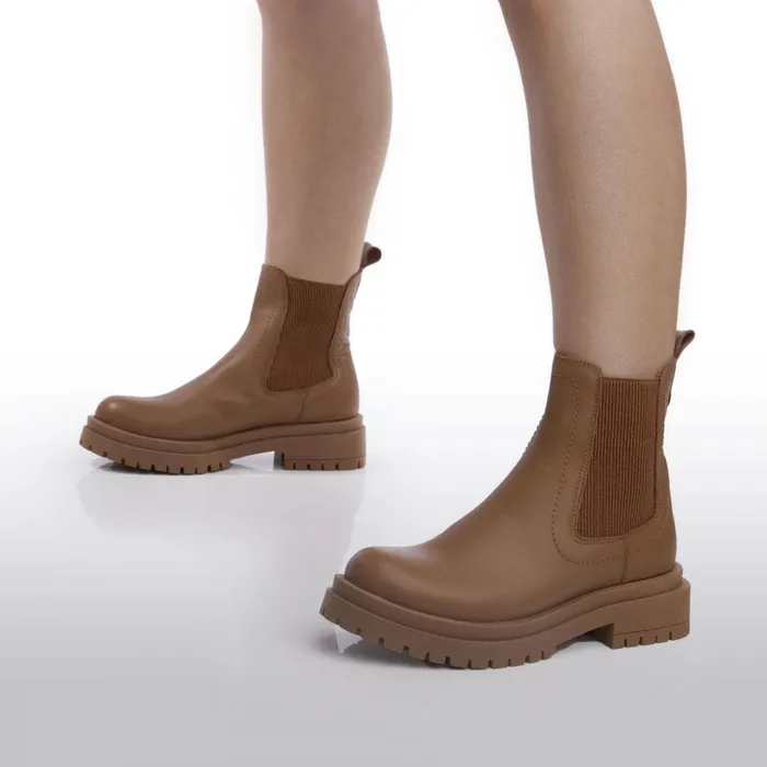Chunky Boots Women Moda In Pelle Bsoleful BWaya Tan Leather