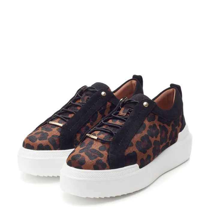 Chunky Trainers Women Moda In Pelle Bernadetta Dark Leopard Print Pony