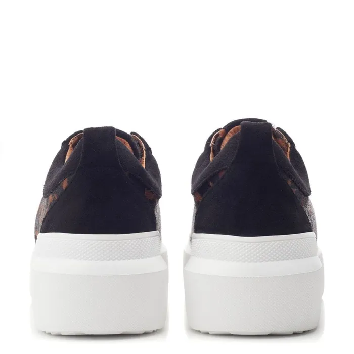Chunky Trainers Women Moda In Pelle Bernadetta Dark Leopard Print Pony