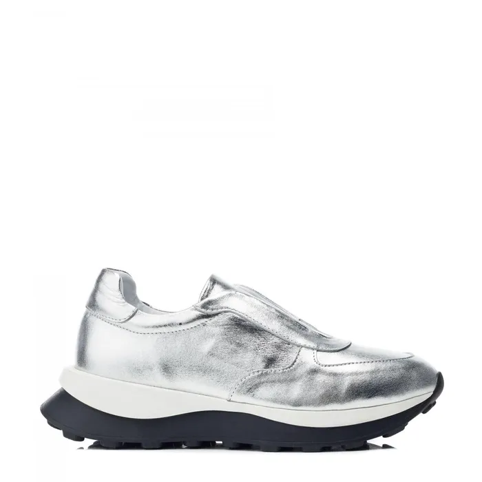 Chunky Trainers Women Moda In Pelle Bsoleful BBristol Silver Leather