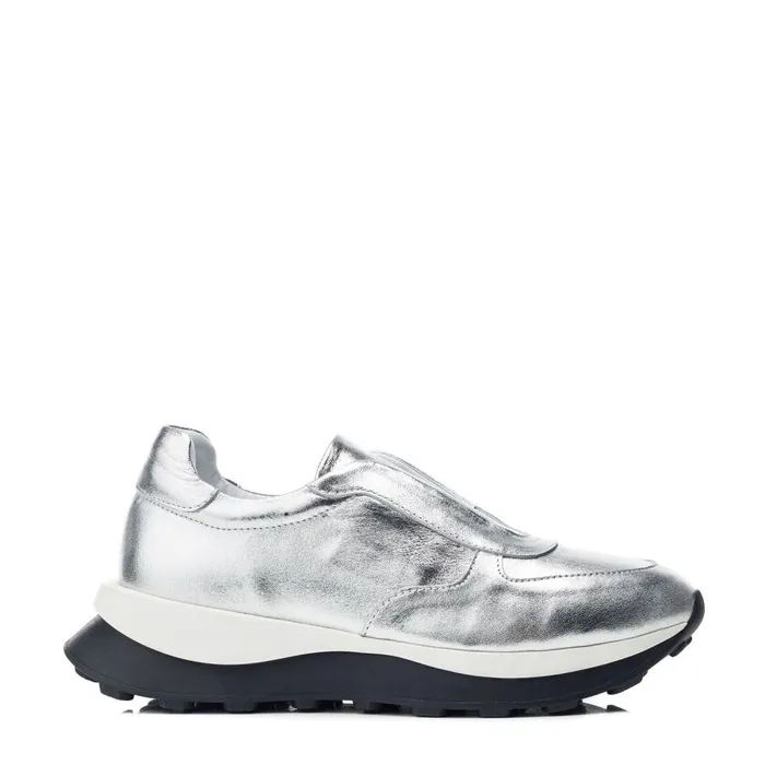 Chunky Trainers Women Moda In Pelle Bsoleful BBristol Silver Leather