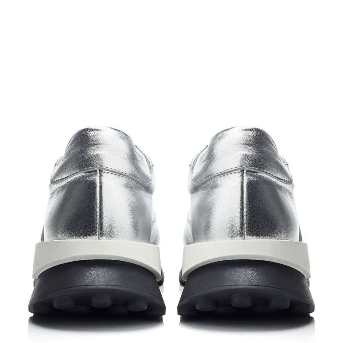 Chunky Trainers Women Moda In Pelle Bsoleful BBristol Silver Leather