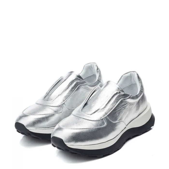 Chunky Trainers Women Moda In Pelle Bsoleful BBristol Silver Leather