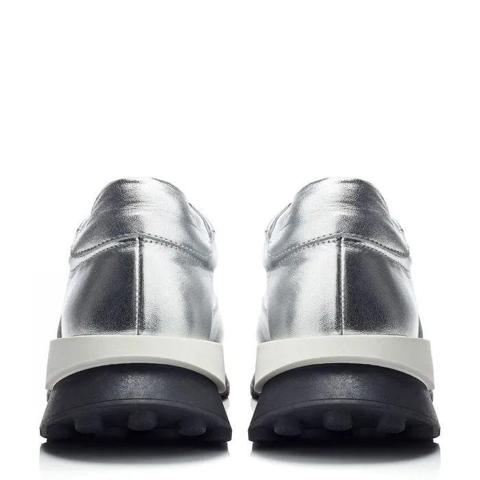 Chunky Trainers Women Moda In Pelle Bsoleful BBristol Silver Leather