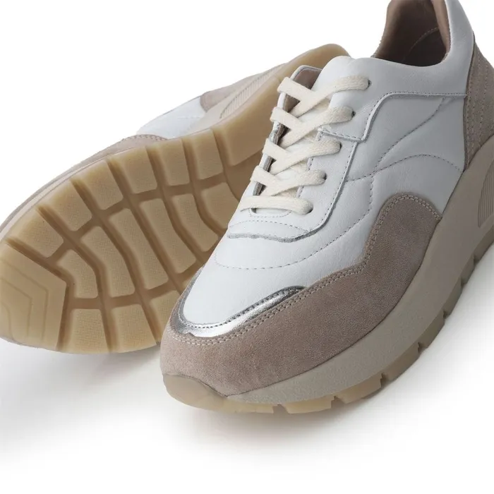Chunky Trainers Women Moda In Pelle Shoon Sh Adaggio White Leather