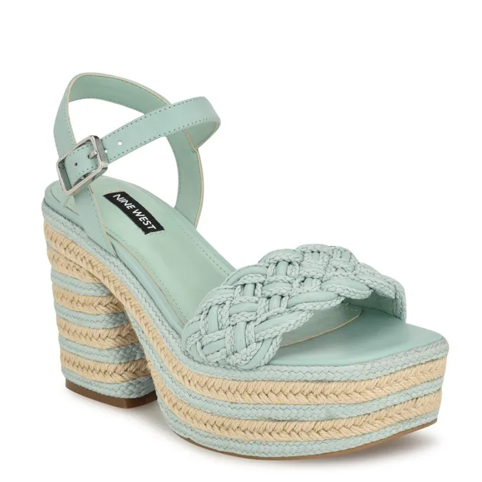 Cinka Woven Platform Sandals Mint Green Women Nine West Wedges Cinka Woven Platform Sandals Mint Green Women Nine West Wedges