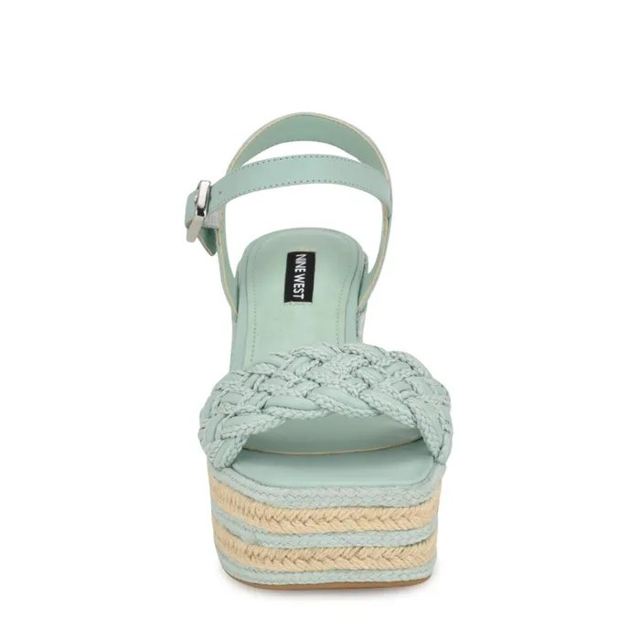 Cinka Woven Platform Sandals Mint Green Women Nine West Wedges Cinka Woven Platform Sandals Mint Green Women Nine West Wedges