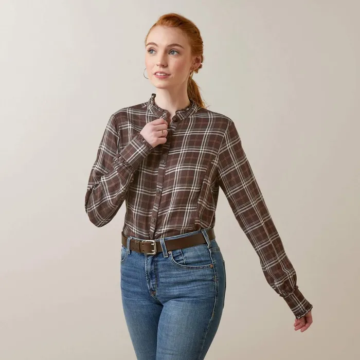 Clarion Blouse Mole Plaid Women Ariat TShirts and Tops