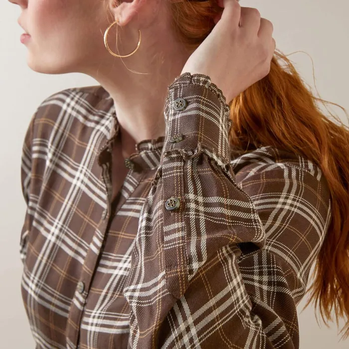 Clarion Blouse Mole Plaid Women Ariat TShirts and Tops