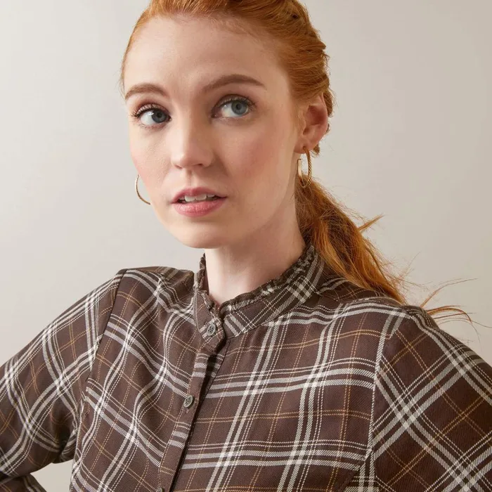 Clarion Blouse Mole Plaid Women Ariat TShirts and Tops