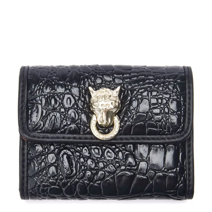 Clutch Bags Women Moda In Pelle Layla Purse Black Croc Print Porvair