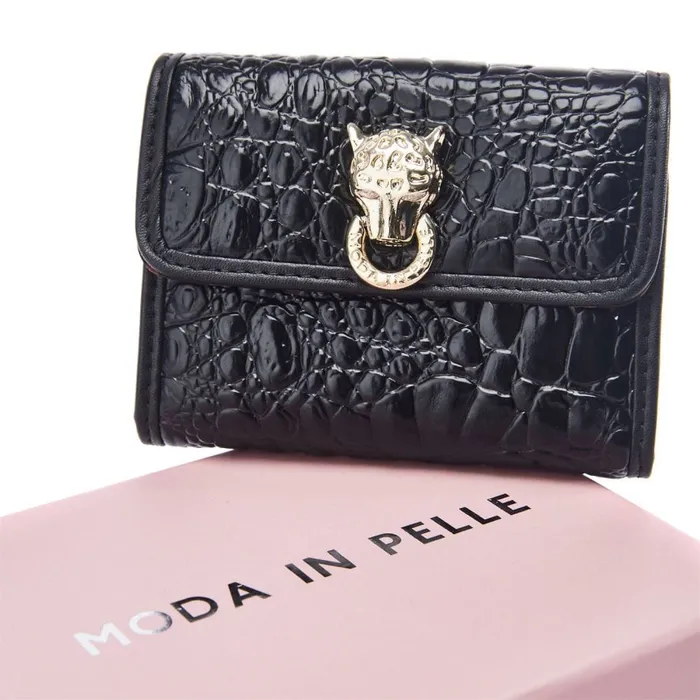Clutch Bags Women Moda In Pelle Layla Purse Black Croc Print Porvair