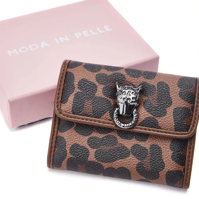 Clutch Bags Women Moda In Pelle Layla Purse Dark Leopard Porvair