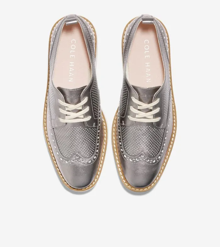 Cole Haan Oxfords Women Women039s riginalGrand Platform Wingtip Oxford Silver