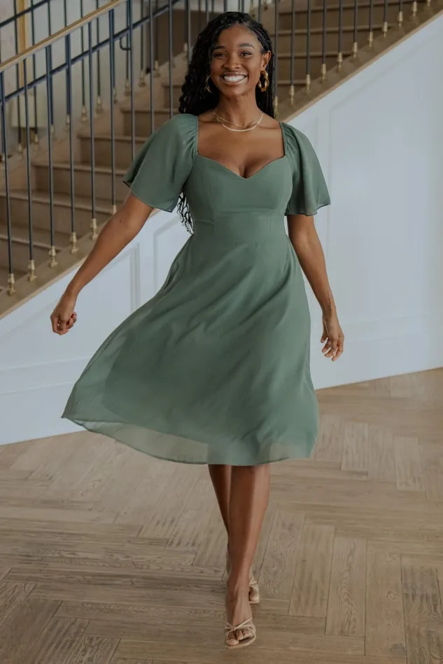 Colette Sweetheart Midi Dress Dark Sage Women Baltic Born Midi Dresses