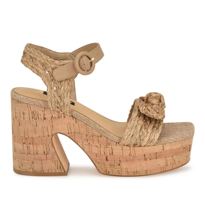 Comiele Platform Sandals Natural Raffia Women Nine West Platforms