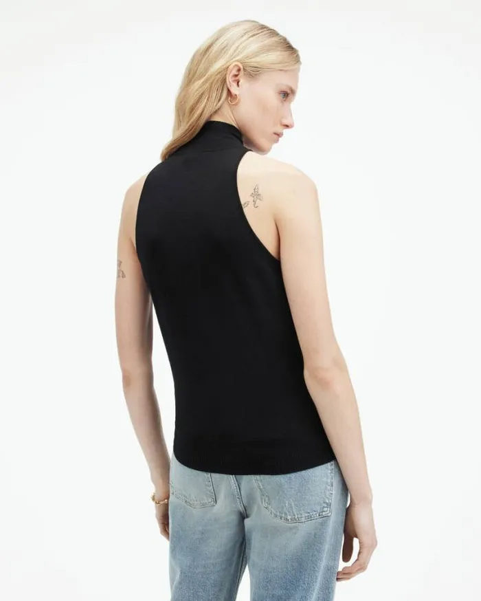 Connie Merino Wool Roll Neck Top Black Women AllSaints Sweaters