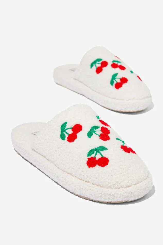 Cotton On AccessoriesandSlippers Cosy Novelty Scuff Slipper Cherries Cream 8211 Women