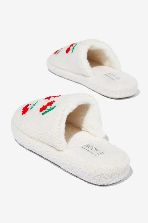 Cotton On AccessoriesandSlippers Cosy Novelty Scuff Slipper Cherries Cream 8211 Women Cotton On AccessoriesandSlippers Cosy Novelty Scuff Slipper Cherries Cream 8211 Women