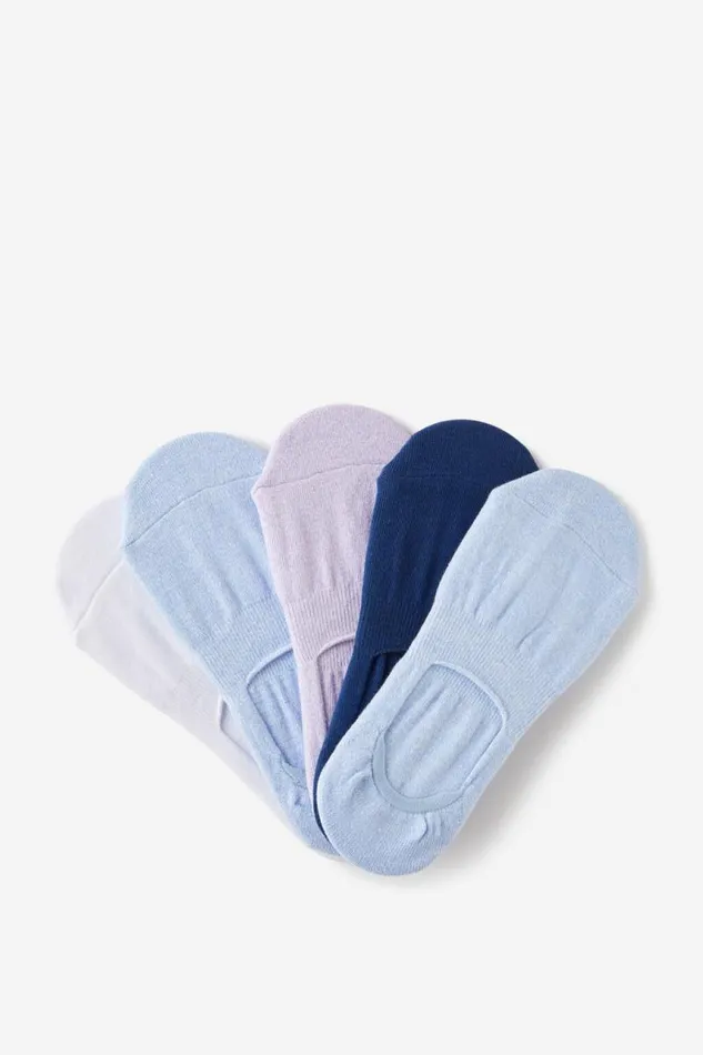 Cotton On Accessories Body Invisible Socks 5Pk Windsurfer Purple Rose 8211 Women