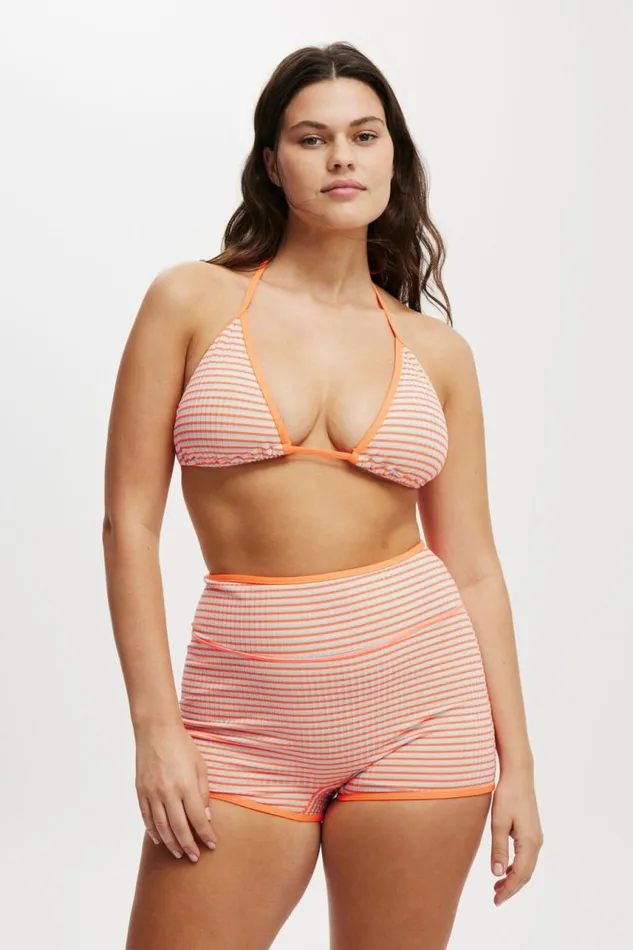 Cotton On Bikinis Slider Triangle Bikini Top Orange Stripe Rib 8211 Women